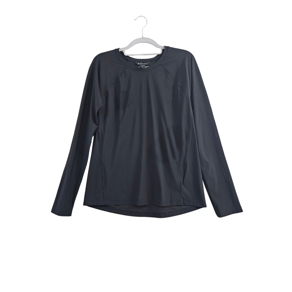 Athleta Ultimate Train Top Women Small Black Solid Long Sleeve Raglan 657848 euc